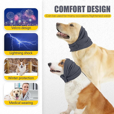 JOHNBOLIN Dog Thunder Ear Muffs, Calming Hoodie, No Shake Ear Wraps for Hematoma Healing, Noise Protection Ear Wrap Head Cover to Relieve Anxiety, Dog Ear Cover for Grooming (Grey, L)