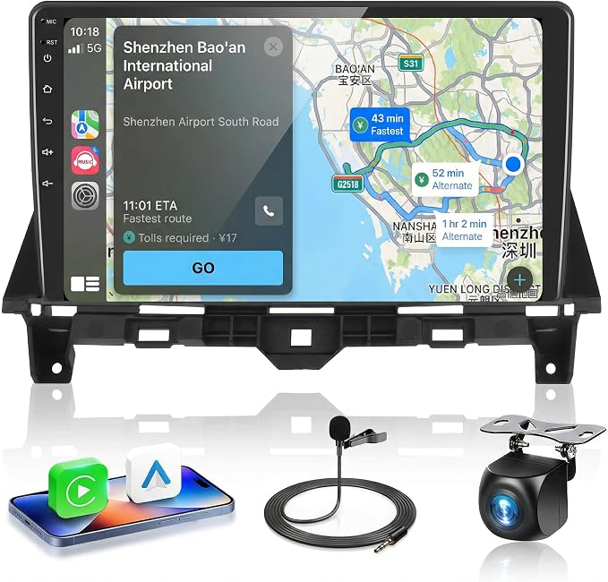 for Honda Accord 8th 2008 2009 2010 2011 2012 2013 Radio, 4 Core 4G+128G Car Stereo, Wireless Apple Carplay Android Auto, 5G WiFi GPS, 10 Inch Touchscreen, Backup Camera, Bluetooth FM RDS SWC