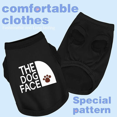 Comfortable and Breathable Dog Shirt: Soft, Lightweight Cotton Dog Clothes with 'The Dog Face' Print, Perfect for Everyday Wear, Small and Medium Breeds - Personality Canine Attire Black XL
