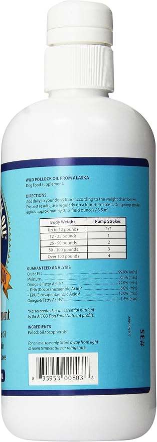 Grizzly Pollock Oil Dog Food Supplement, 16 Ounce