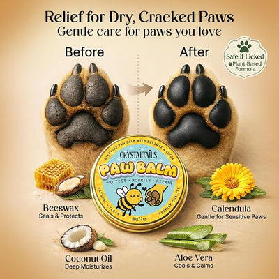 Dog Paw Balm for Dogs – Lick Safe Paw & Nose Balm for Dry, Cracked Paws, Non-Toxic Daily Paw Care, with Beeswax & Cocoa Butter (2oz) (60g)