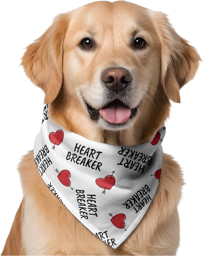W Brings Bandana for Dogs | This Stunning Gorgeous Design Dog Bandana Scarf is Perfect Styling Accessory for Dogs Large, Medium & Small. One Size Fits All. (Medium - Large, Heartbreaker)