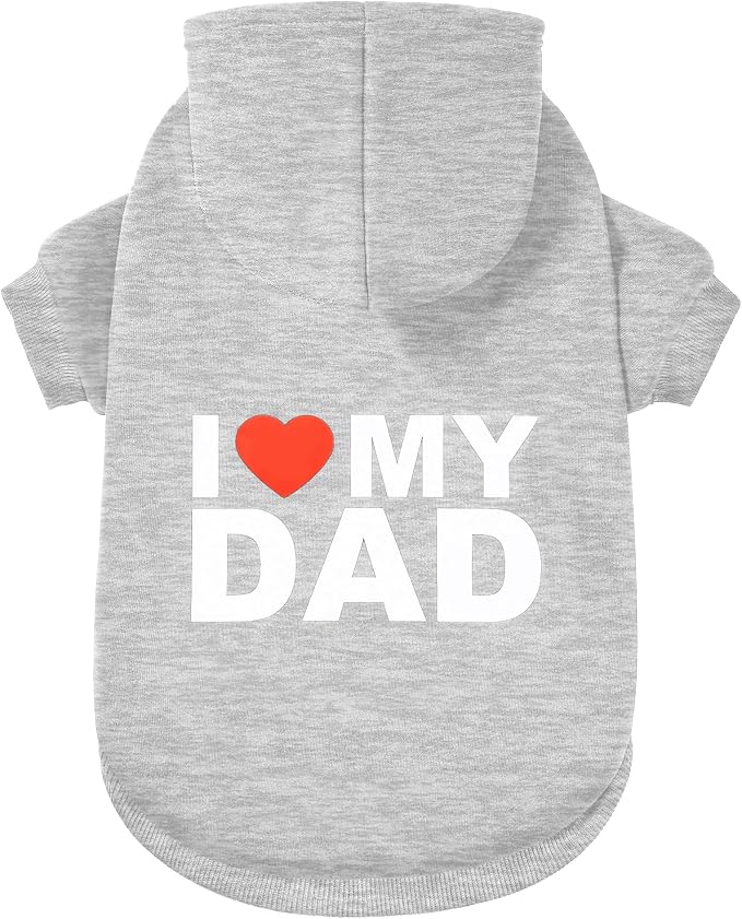 Dog Sweater Dog Hoodie Cold Weather Coat Hooded Sweatshirt for Puppies,Cats, Small Medium Large Dogs (Light Grey(I Love My Dad), XX-Large)