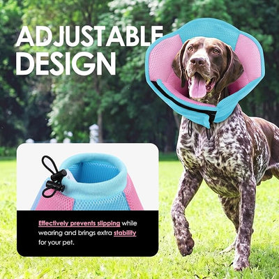 AOFITEE Dog Cone - Foldable Cone for Dogs After Surgery, Adjustable Comfy Cones to Stop Licking, Soft Dog Cone Collar for Large Dogs, Elizabethan Pet E-Collar for Wound Healing, BluePink Large