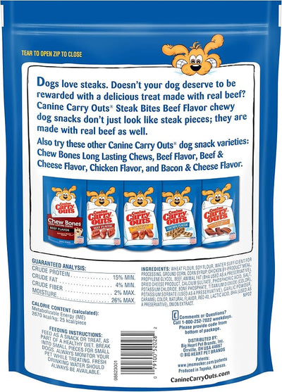 Canine Carry Outs Dog Treats, Steak Bites, 22.5 Ounce (Pack of 4), Made with Real Beef