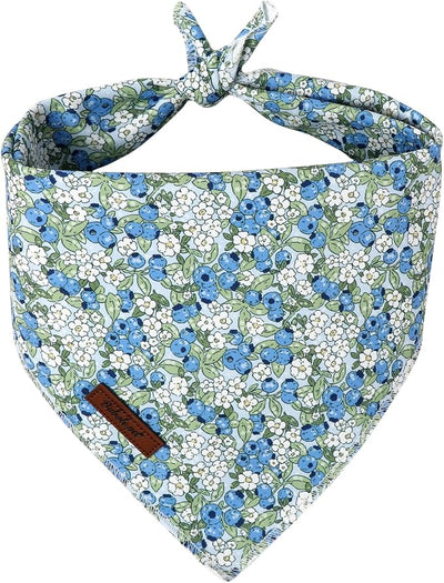Blueberry Dog Bandana - Soft Blue Spring Summer Dog Neck Scarf, Cute Pet Bib for Puppy Kitten, Playful Photo Dogs Cats Prop for Daily Use Parties & Pet Photography S