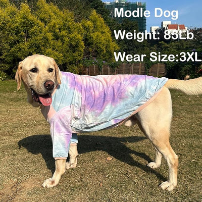 Dog Cotton Colorful Tie Dye T-Shirts Soft and Stretchy Breathable Pet Shirt Pajamas Pets Clothes for Large Dogs Tiedye 2XL