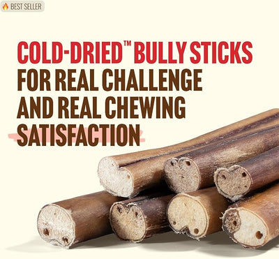 Natural Farm Cold-Dried™ Bully Sticks 6 Inch (10 Count) – Odor Free, High Protein Dog Chews – 100% Beef Pizzle, Single Ingredient.