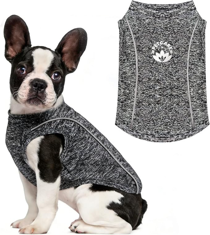 PETCARE Sun Protection Dog Shirts for Medium Dogs Quick Dry Soft Stretchy Dog T-Shirts with Reflective Label Tank Top Sleeveless Vest Pet Clothes, Athletic Fabric, Black, XXL (Chest 26" Length 19.7")