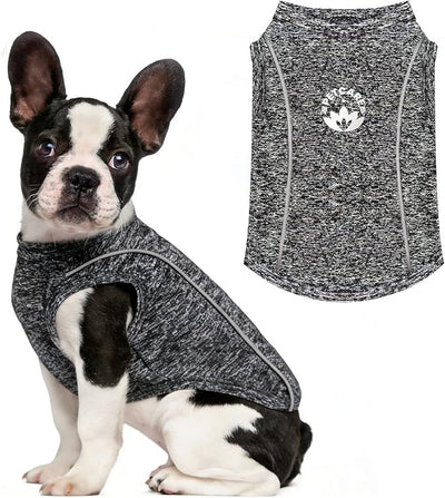 PETCARE Sun Protection Dog Shirts for Medium Dogs Quick Dry Soft Stretchy Dog T-Shirts with Reflective Label Tank Top Sleeveless Vest Pet Clothes, Athletic Fabric, Black, XXL (Chest 26" Length 19.7")
