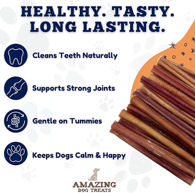 Amazing Dog Treats - 6 Inch Medium Size Bully Sticks (20 Count) - Bulk Bully Sticks for Dogs - No Hide Bully Stick Dog Bones