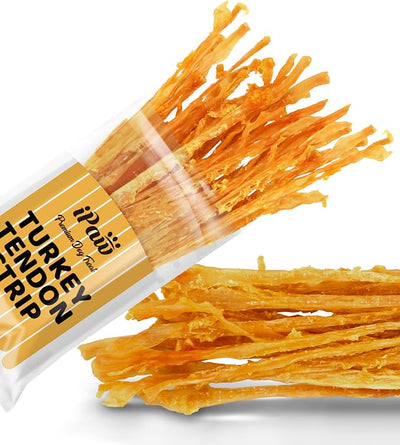 iPaw Turkey Tendons for Dogs, Single Protein, Hypoallergenic, All Natural Human Grade Puppy Chew, Rawhide Alternative Dog Treats, 1 Pack Strip (Large)