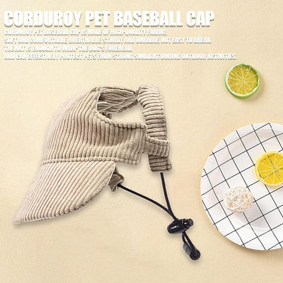 Dog Baseball Cap, Dog Cat Summer Beach Visor Hat with Ear Holes, Adjustable Puppy Sunbonnet Headdress (Khaki, Medium)