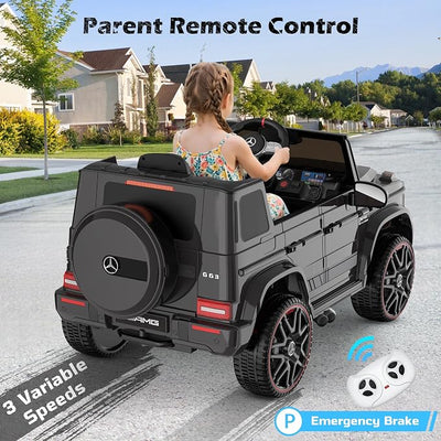 ANPABO Licensed Mercedes-Benz G63 Car for Kids, 12V 7AH Ride on Car w/Parent Remote Control, LED Headlights, Music Player & Horn, Soft Start, Low Battery Prompt, Kids Electric Car (Dark Black)