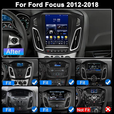 8Core 4G+64G Car Radio for Ford Focus 2012-2018: Upgrade Android 15 9.7" Touch Screen Stereo Head Unit Wireless CarPlay Android Auto, BT, WiFi 6, GPS, AM, FM, RDS, EQ, SWC, 1080P Backup Camera
