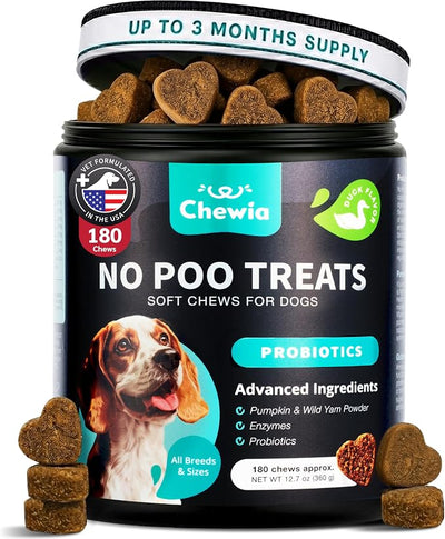 No Poo Chews for Dogs - Coprophagia Deterrent - Dog Probiotics for Digestive Health with Enzymes - Canine Stool Eating Deterrent - Digestive, Dental, Gut & Immune Health Treats - No Poop Eating