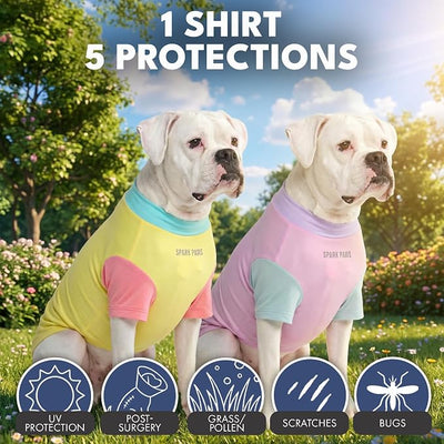 Spark Paws Sunblock Dog T-Shirt, SPF30 Protection, Lightweight Breathable Quick Dry for Dogs with Sensitive Skin - Gelato & Yuzu (Set of 2) - Size 5XL