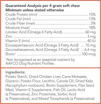 Vet's Best Skin & Coat Dog Supplements - Formulated with Vitamin E and Biotin to Maintain Dogs Healthy Skin and Coat - 30 Soft Chews