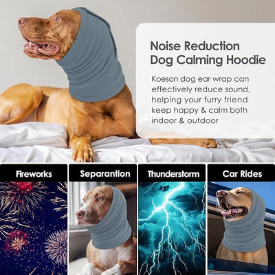 KOESON Dog Calming Hoodie for Large Breeds, Adjustable No Shake Ear Wraps for Dogs, Soft Dog Ear Muffs Noise Protecion, Pet Head, Ear & Neck Covers for Thunder, Firework, Separation Anxiety, Hematoma