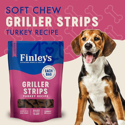 Finley's Turkey Griller Strips for Dogs, Jerky-Style Dog Treats with Real Ingredients for All Breeds and Sizes, 14.5oz, 2 Pack