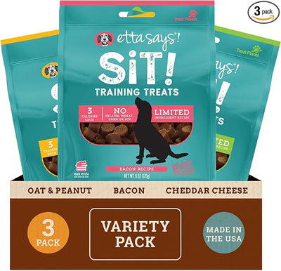etta says! Training Treats - All Natural Variety Pack Soft Treats for Dogs - Bacon, Cheese, and Peanut Butter - Made in The USA (6 Oz Pack of 3)