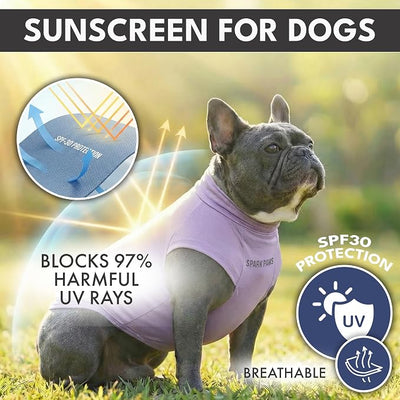 Spark Paws Sunblock Dog T-Shirt, SPF30 Protection, Lightweight Breathable Quick Dry for Dogs with Sensitive Skin - Purple & Pink (Set of 2) - 3XL