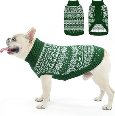 HOMIMP Dog Sweater Argyle - Warm Sweater Winter Clothes Puppy Soft Coat, Ugly Dog Sweater for Small Medium and Large Dogs, Pet Clothing Boy Girl, Green SM