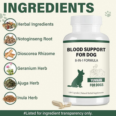 Yunnan Sanqi Herbal Capsules for Dogs – Daily Circulation & Vitality Support, 120 Capsules