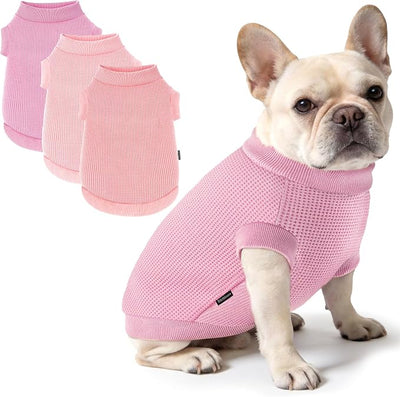 3 Pack Dog Shirt for Small Supplies Functional Waffle Dog Clothes Warm Soft Sweatshirt Outfit for Dogs Cats Pet Apparel