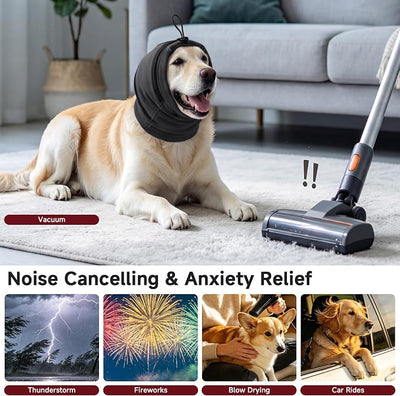 Nanaki Dog Calming Hoodie & Ear Cover,Small July 4th Head Wrap with Ear Pads - No-Shake Hematoma Protection,Noise Cancelling for Fireworks,Grooming,Blow Dryer & Bath,Ear Warmers