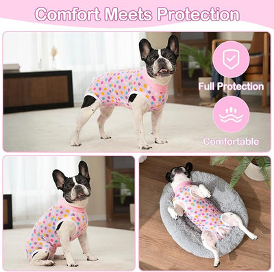 Coppthinktu Recovery Suit for Dogs After Surgery, Dog Onesie Surgery Recovery Suit for Female Spay, Soft Surgical Pajamas Bodysuits for Puppy to Prevent Licking Dog Cone Alternative Dots L