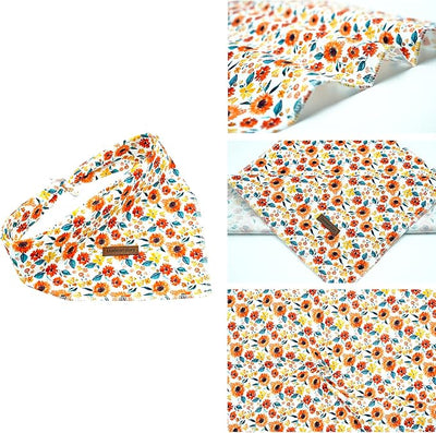 Lionheart Glory Gerbera Floral Dog Scarf, Square Adjustable Bandana for Small Dogs, 1 Pack, Washable, Soft
