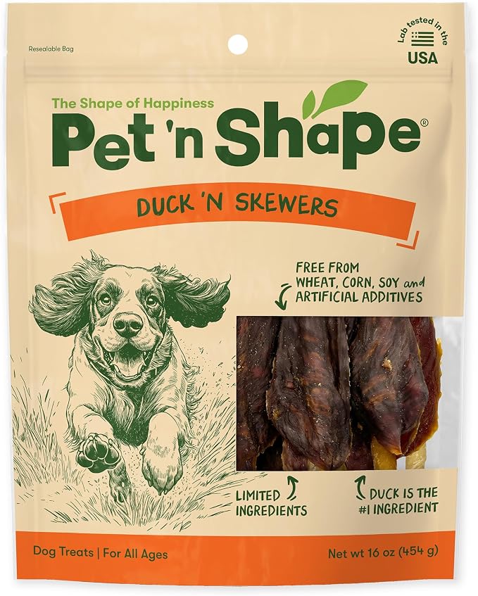 Pet 'n Shape Chik 'n Skewers – Duck Wrapped Rawhide Chew Dog Treats - 1 Pound