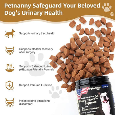 Petnanny Urinary Tract Support Soft Chews for Dogs, Cranberry Supplement for Dogs, Supports Bladder Health, pH Balance & Immunity, Chicken Flavor