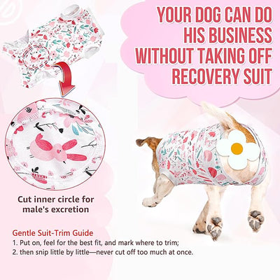 Lukovee Recovery Suit for Dogs, Zipper On Dog Surgery Suit for Female Male Dog, Onesies Bodysuit Prevent Licking Spay Abdominal Wounds Bandages E-Collar Alternative (Pink, M)