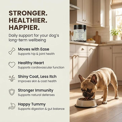 Pupganics Multivitamin Daily Soft Chews for Dogs, 5 in 1 multivitamin for Hip & Joint, Heart Health, Skin & Coat, Digestion & Immune Support, with Probiotics, Glucosamine, Vitamin A/D3/E (Beef)