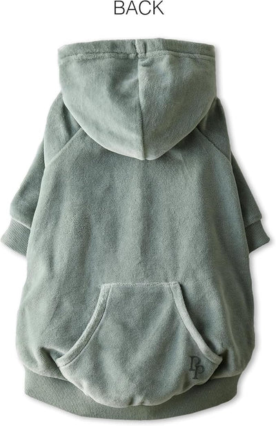 Pet Passion Cooper II Organic Cotton Velour Dog Hoodie Pet Coat for Small, Medium and Large Dogs, Sage, XXX-Small (up to 5lbs)