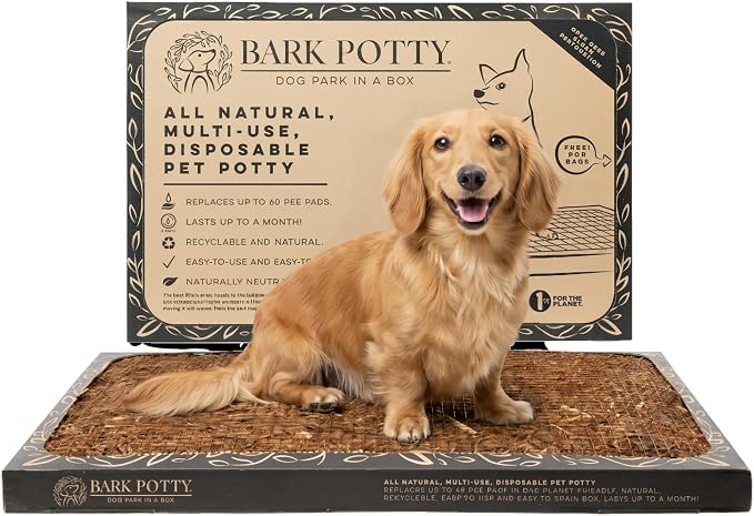Bark Potty Litter Box for Dogs, Standard Size - Long-Lasting Pee Pads for Dogs - Leak Resistant Bark Box Grass Potty Training Replacement - Easy Use Bark Patch - Disposable Indoor Dog Potty Litter Box