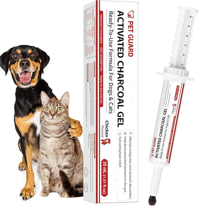 Activated Charcoal for Dogs & Cats, Chicken Flavored Emergency Activated Charcoal Paste, Aid Digestion & Rapid Adsorption, 30ml