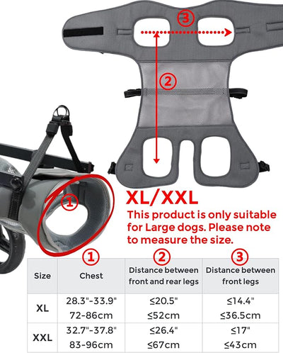 Adjustable Large Dog Wheelchair for Back Legs, Upgraded Wheel, Disabled Pets, Leg Brace, Mobility Aid for Large Pets, Hind Limb Rehabilitation, Older, Disabled (XL(Chest 28.3-33.9in))