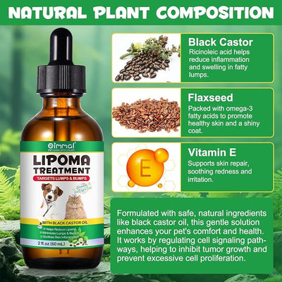 Lipoma Treatment Targets Guard for Dogs Lumps and Bumps 2 fl.oz, Lipoma Treatment for Dogs Cats, Soften Fatty Lumps & Bumps, Castor Oil for Pets, Supplements Lipoma Reduction, Immune Support
