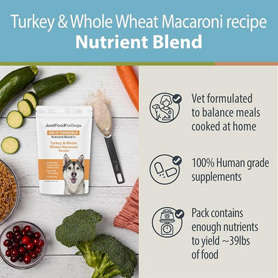 JustFoodForDogs DIY Homemade Turkey Dog Food Nutrient Blend and Omega Oil Bundle, Eco-Friendly Algae Oil, Omega-3 Fatty Acids