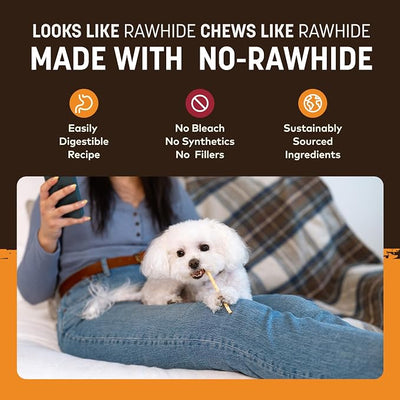 Earth Animal No Hide Stix - Long Lasting Rawhide Free Small Dog Chews Sticks, Chicken & Beef Variety Bundle - 40 Count Value Pack