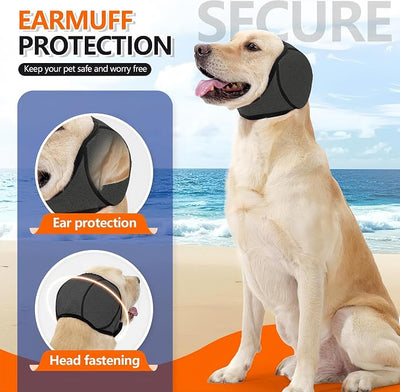Dog Shower Cap, No Flap Ear Wraps for Dogs, Dog Ear Muffs for Bath – Waterproof Pet Ear Covers for Swimming & Noise Anxiety Relief (Purple, M (Head Circumference 14"-19"))