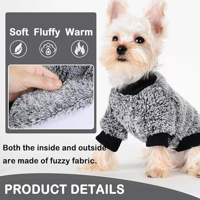 Dog Sweaters for Small Dogs Girl Male Dog, Sweater, Soft Fleece Pet Winter Clothes Boy Girl, Fuzzy Sweatshirts Flannel Jacket Puppy Coat(S, Black)