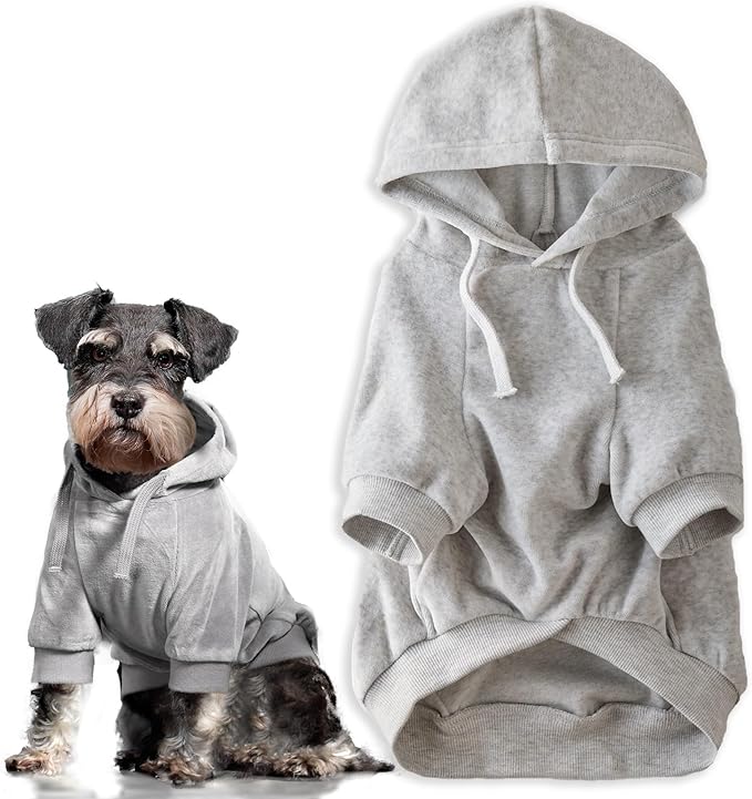 Pet Passion Cooper II Organic Cotton Velour Dog Hoodie Pet Coat for Small, Medium and Large Dogs, Light Heather Gray, XX-Small (4-7 lbs)