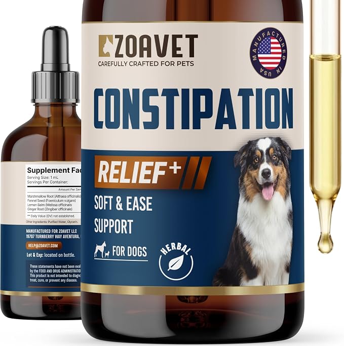 Dog Constipation Relief Made in USA – Liquid Stool Softener for Dogs, Fast Acting Dog Laxative for Constipation & Blockage Support, Gentle Digestive Aid