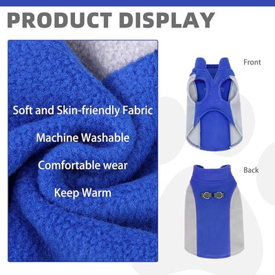 KOOLTAIL Small Dog Sweater - Dog Fleece Vest Jacket with Leash D-Ring for Small Medium Dogs, Soft Pullover Winter Warm Cold Weather Coats, Pet Fall Clothes Outfit for Puppy Cat Boys&Girls, Blue XS
