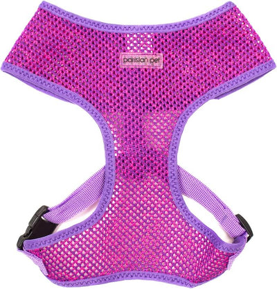 Parisian Pet Girl Dog Harness - Soft Padded Purple/Pink Dog Vest Harness - 100% Mesh Fabric Dog Harness Small-Sized Dog - Cooling Dog Harness for Walking, Running, and Hiking - Puppy Harness - XS