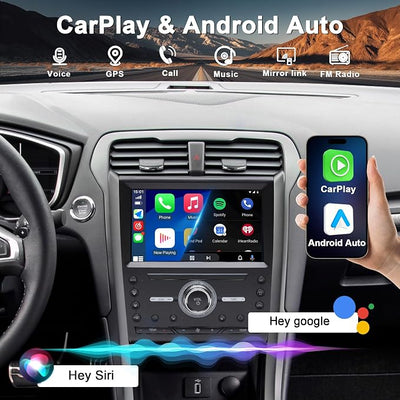 8Core 4G+64G Car Radio for Ford Fusion 2013-2019: CarPlay Android Auto | Upgrade Android 15 9" Touchscreen Stereo, BT, WiFi 6, GPS, AM, FM, RDS, 36EQ, SWC, 1080P Backup Camera
